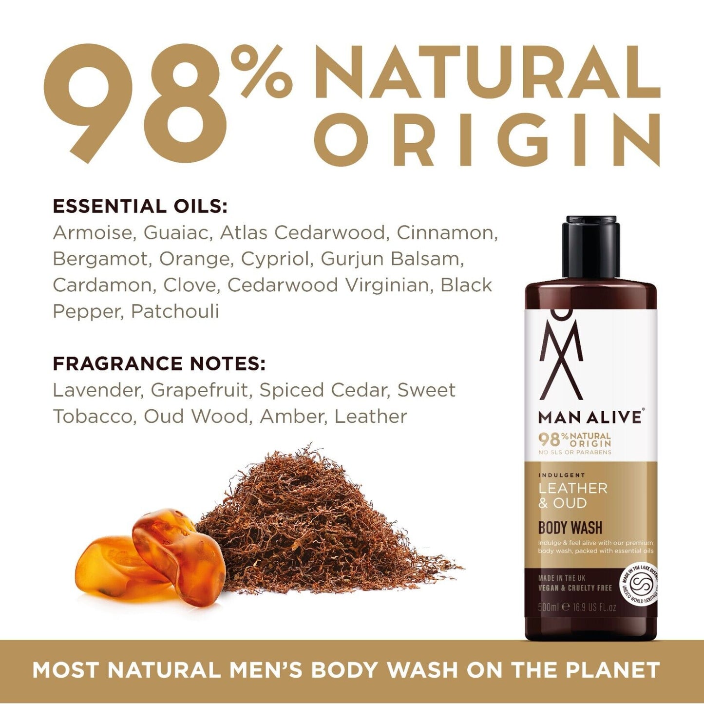 Man Alive - dušo želė su eteriniais aliejais - Oda ir Ūdas - 500ml
