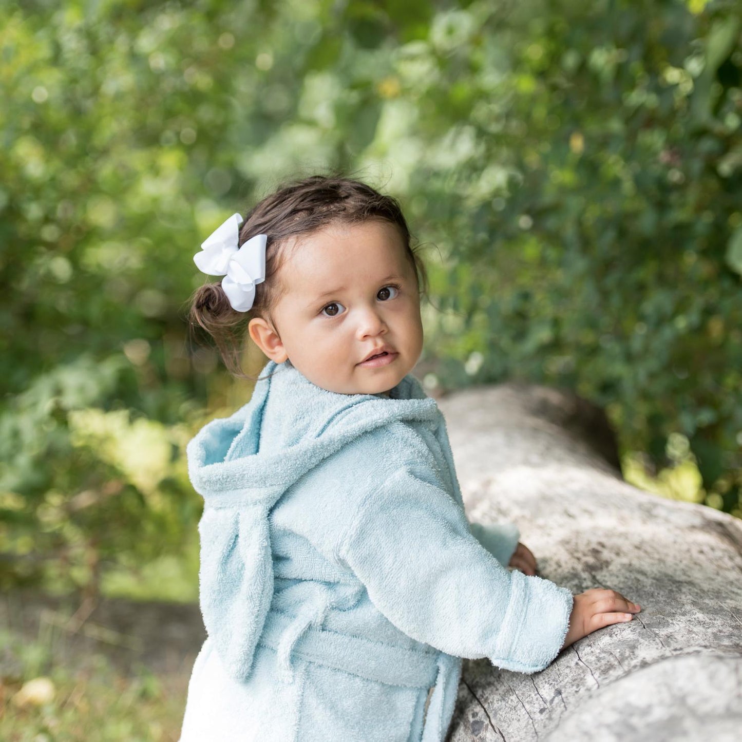 Organic cotton bathrobe for children - blue sapphire ears