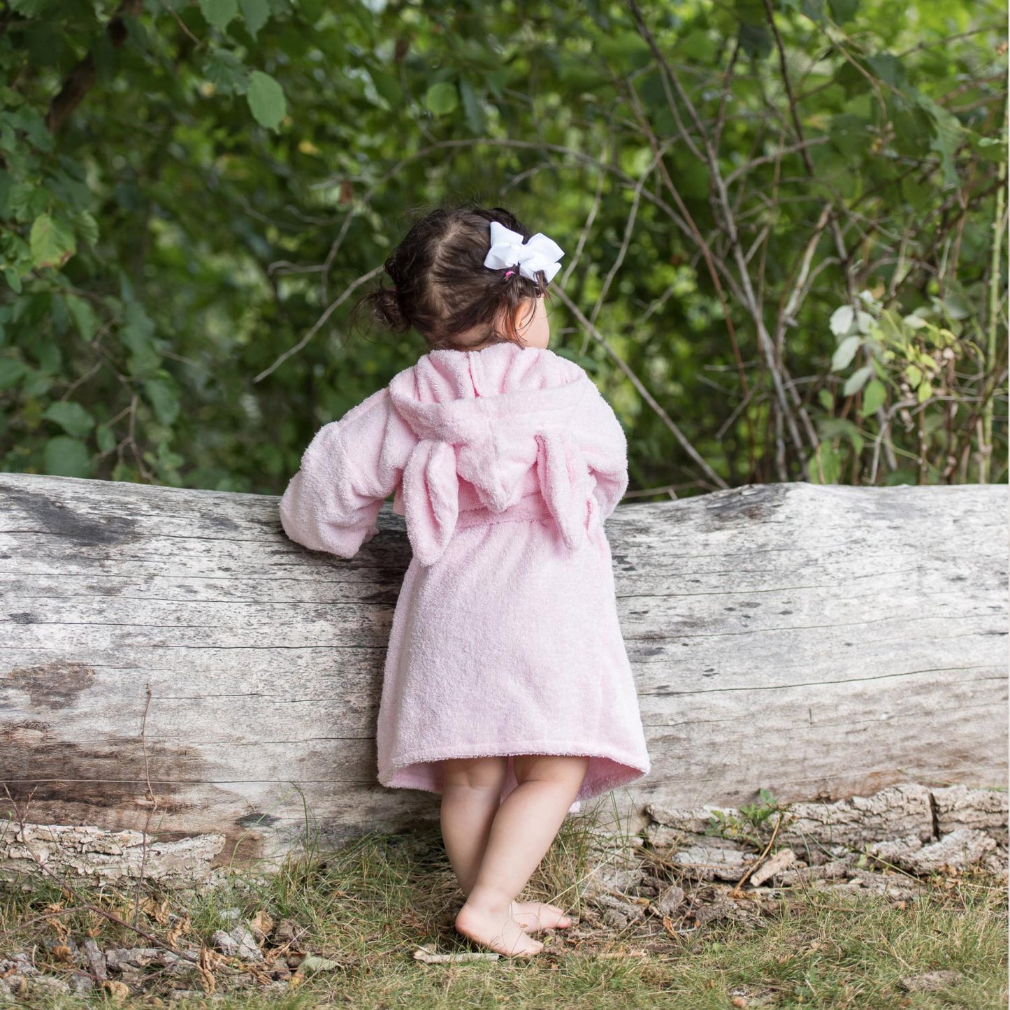 Organic cotton bathrobe for children - pink ears