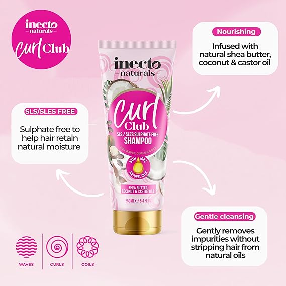 Inecto Curl Club - šampūnas be sulfatų garbanotiems plaukams - 250ml