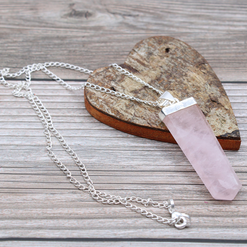 Crystal pendant - pink quartz