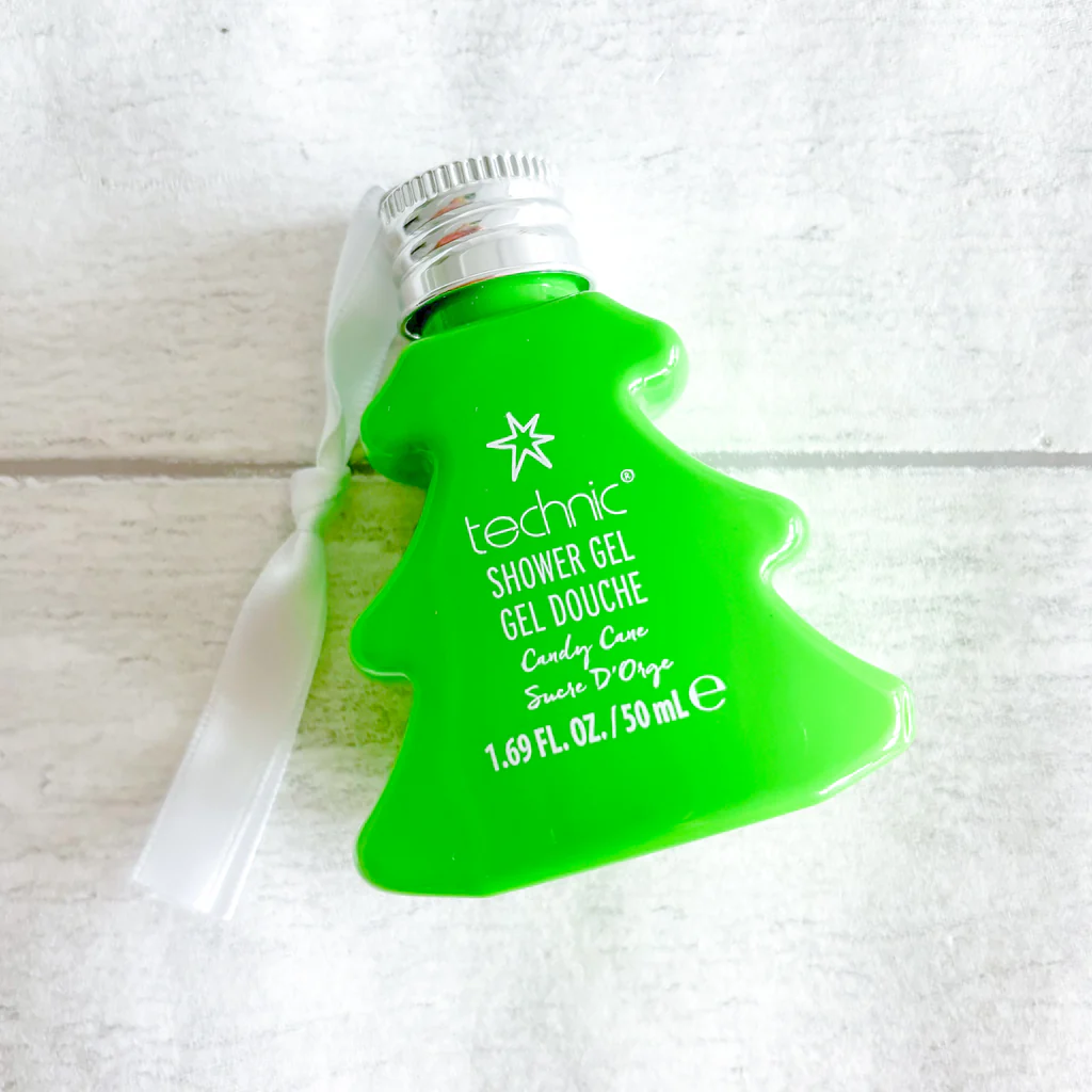 Žalia, eglutės formos, 50ml dušo želė Kalėdoms. Kalėdinio saldainio kvapo.